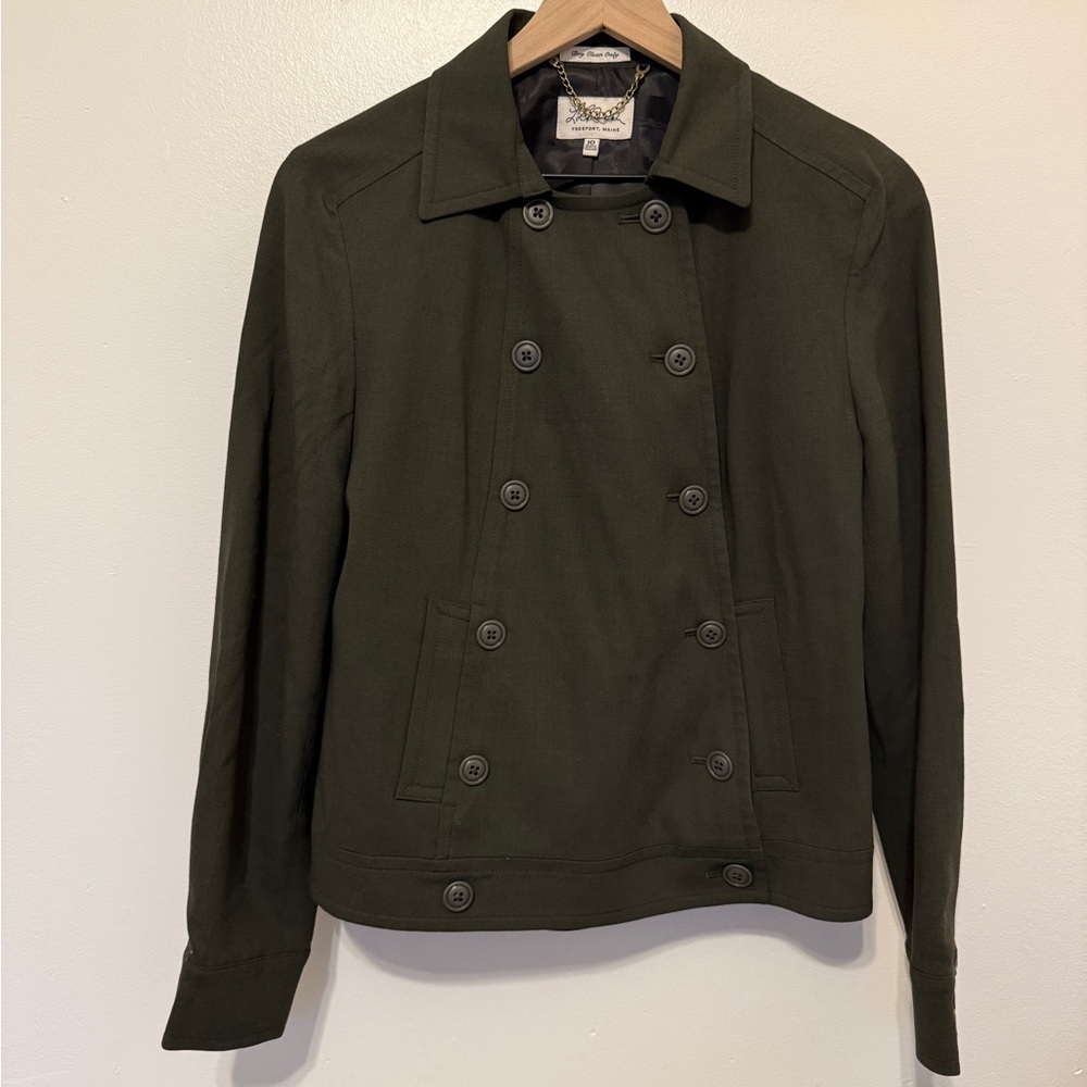 L.L. Bean Olive Green Double-Breasted Pea Coat
